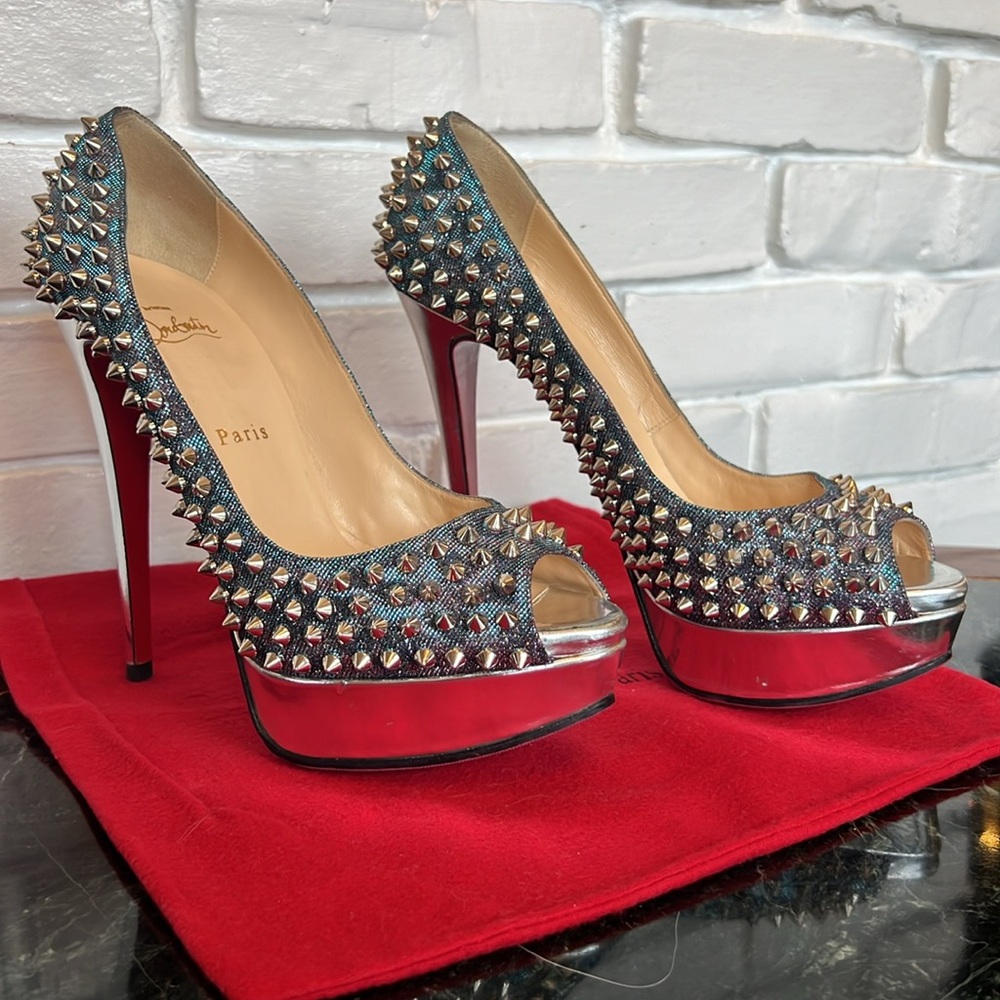 Christian Louboutin Denim Iridescent Lady Peep
